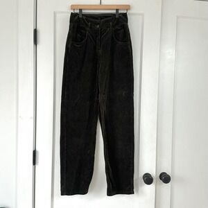 POETRY Corduroy High Waisted Wide Leg Tapered Pants Green Brown Women‎ Size 4
